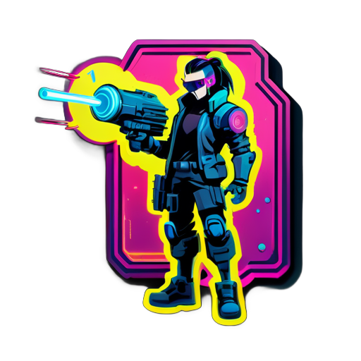 Cyberpunk with ray gun sticker