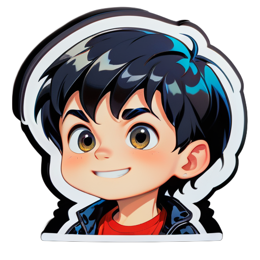 a boy with black hair sticker