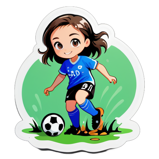 A girl fell in puddle of dirt while playing soccer sticker