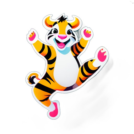 a cow dancing with a tigress sticker