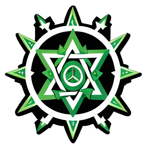 selo mágico, hexagrama unicursal de Aleister Crowley, hexagrama unicursal entrelaçado, feitiço, sagrado, secreto, verde, não é um hexagrama, não é uma estrela, o selo de orichalcos sticker