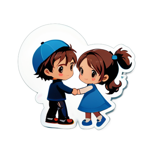 create a boy saying love to girl sticker