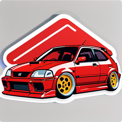 Honda civic rouge ek4 statique sticker