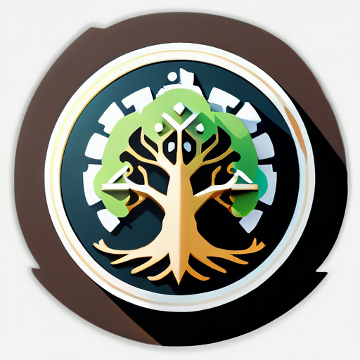 I need a logo that has a compass and inside the compass is a tree with symbols of science technology engineering and math sticker