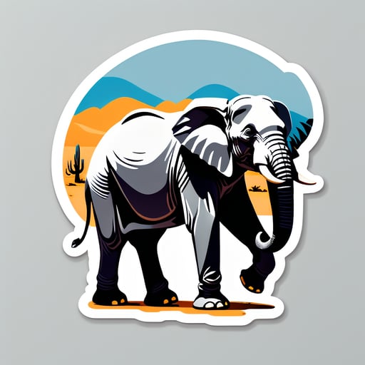 Grey Elephant Walking in the Desert sticker