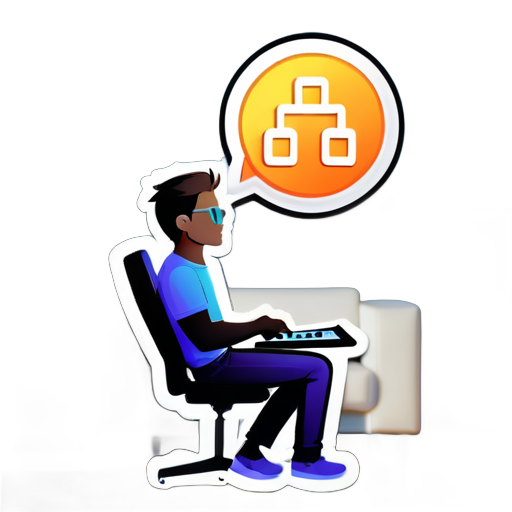 Man coding in the living room ステッカー sticker