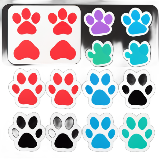 clipart sticker sheet of cat paws sticker