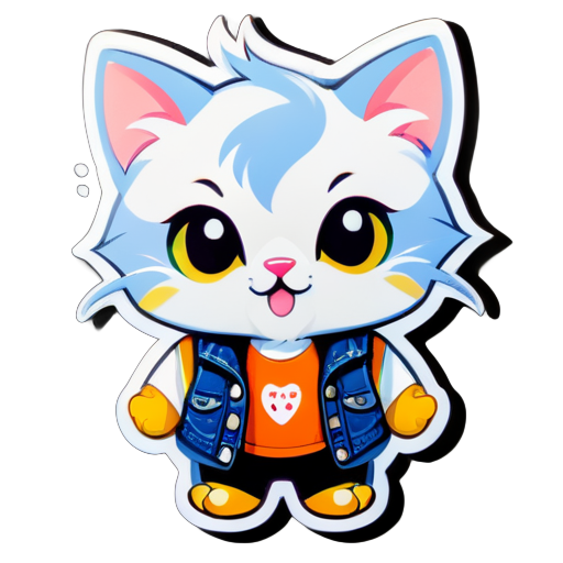 Wearing a vest kitten sticker