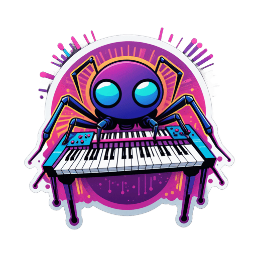 Araña de Synth Pop con Sintetizador sticker