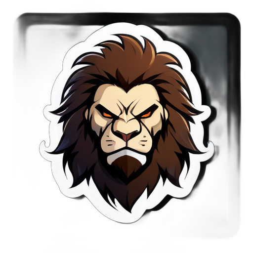 Un chasseur musclé avec des cheveux et un visage ressemblant à celui d'un lion mâle. sticker