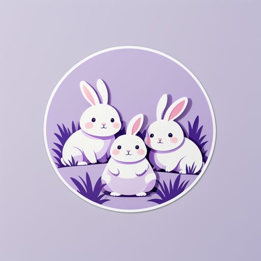 Conejos Lavanda Rotundos sticker