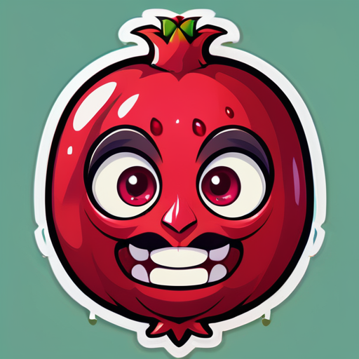 Pomegranate as the face of a human with human body and realistic (DONT MAKE IT LIKE A CARTOON) sticker