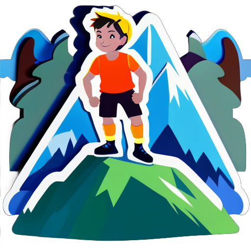 boy on mountain sticker