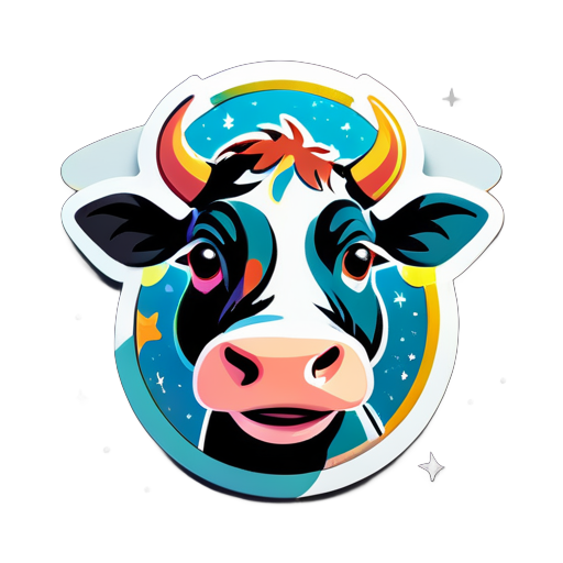 vache dans l'espace sticker