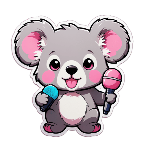 Koala Kawaii com Microfone Rosa sticker