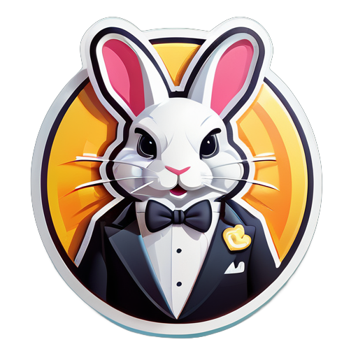 Un lapin en smoking comme logo. Image en 3D sticker