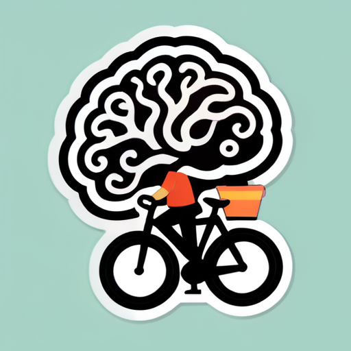 Cerebro, café, bicicleta sticker