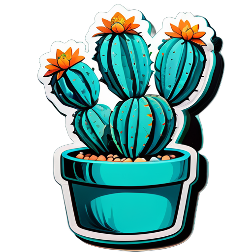 Un très beau cactus turquoise à deux bras, hyper réaliste et sans fleur sticker