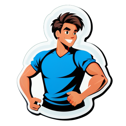 create a sticker showing a sportive male with a globe in his hand like a volleyball sticker