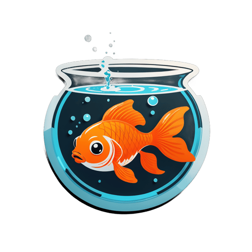 Poisson rouge orange nageant dans un bol sticker