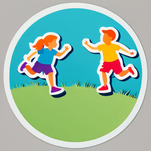 Ground with kids playing sticker