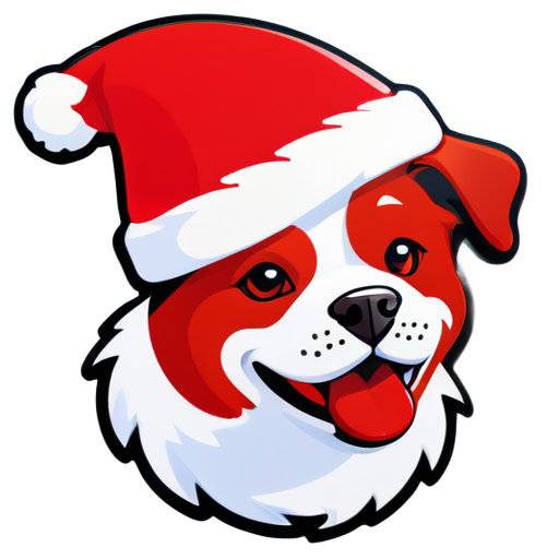 a dog,christmas red hat,snow sticker