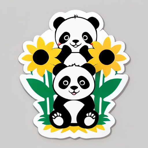 family flags with panda and sunflower sticker