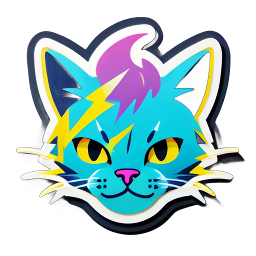 Cat face, lightning sticker