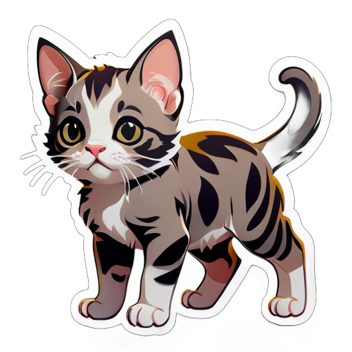 Calm full body kitten with bull-like nostrils sticker