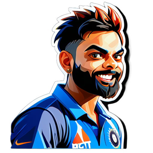 Virat kohli  avec   le maillot de l'équipe nationale indienne de cricket masculin autocollant sticker