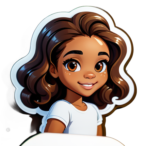 girl with wavy hair and light brown skin sticker