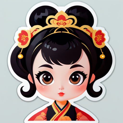 中国美女，大眼睛，高鼻梁，茂密的头发  sticker