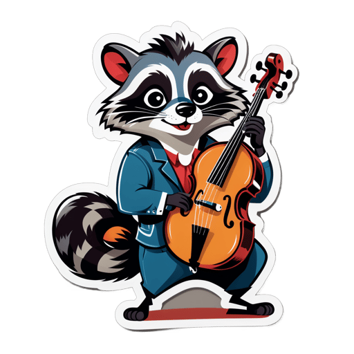 Rockabilly Raccoon with Upright Bass sticker