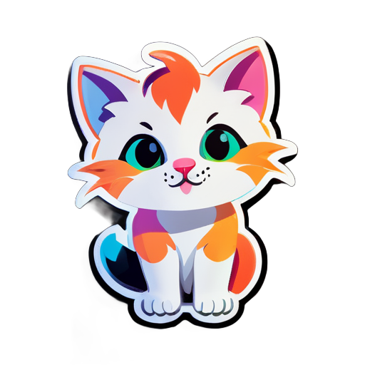 五彩斑斓，小猫 sticker