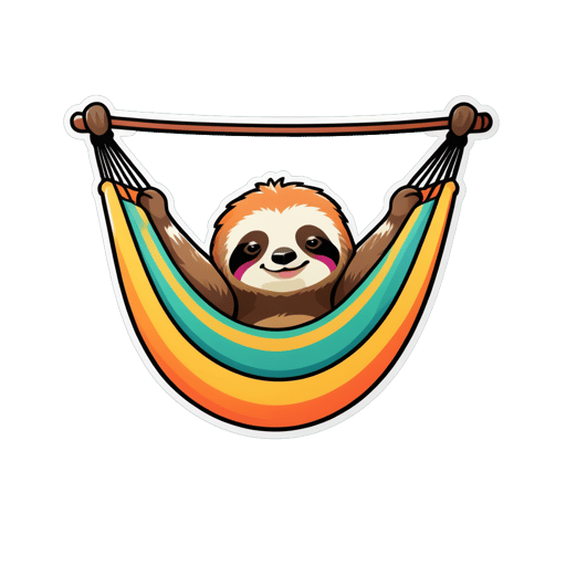 A sloth with a hammock in its left hand and a pillow in its right hand sticker