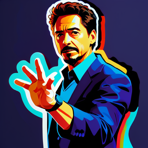 tony stark giving somethin in hand
 sticker