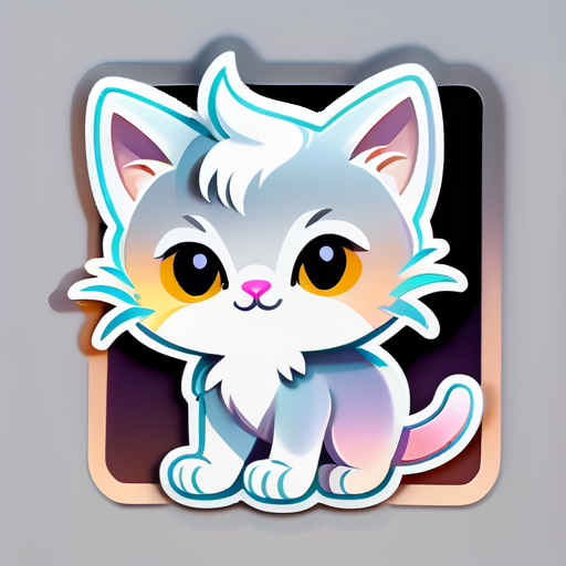 Silver gradient kitten sticker