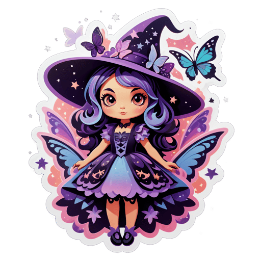 Dreamy Butterfly Witch sticker