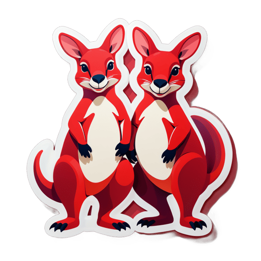 Kangourous écarlates dodus sticker