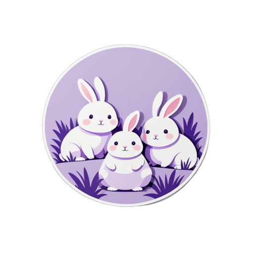 Conejos Lavanda Rotundos sticker