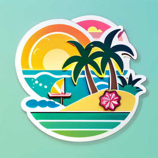 夏日風景主題貼紙 sticker