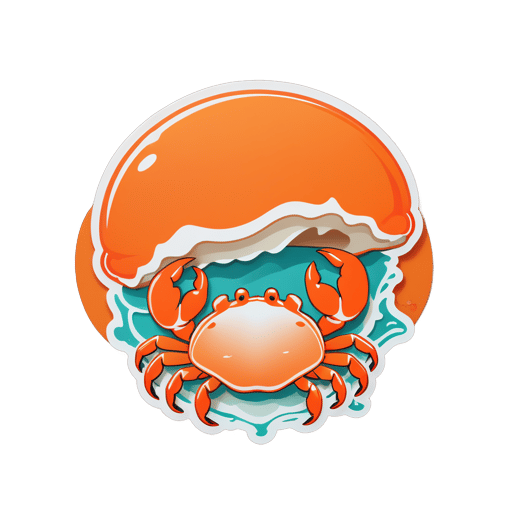 Orange Crab Pinching a Seashell sticker