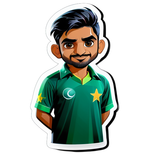 Babar Azam với chiếc áo của đội tuyển cricket quốc gia nam Pakistan sticker