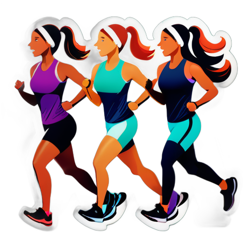 group of women  jogging sticker