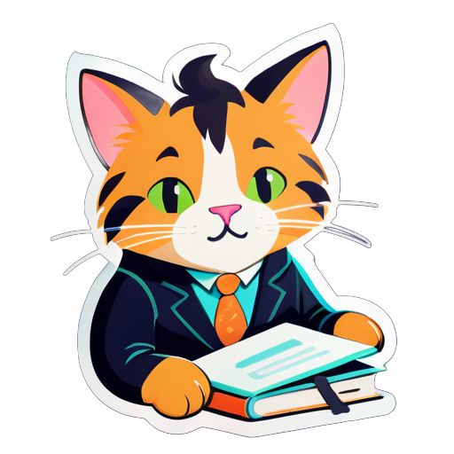 a cat that can't handle doing all the boring assignments from college anymore sticker