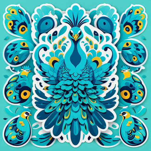 Thickset Turquoise Peafowls sticker