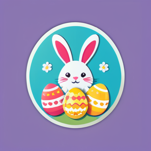 Easter, Eggs and Bunny
 sticker