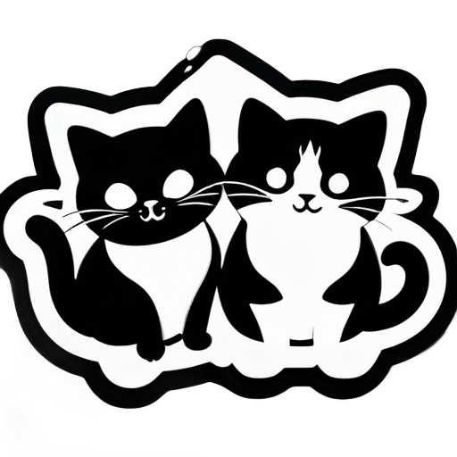 Black and white, stickers, cats sticker