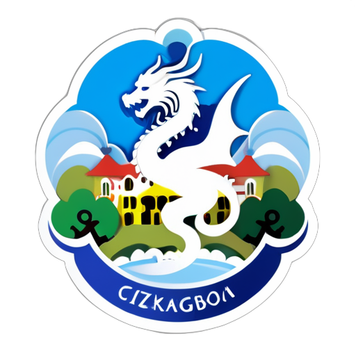 croatie zagreb mirogoj avec un dragon blanc au-dessus sticker