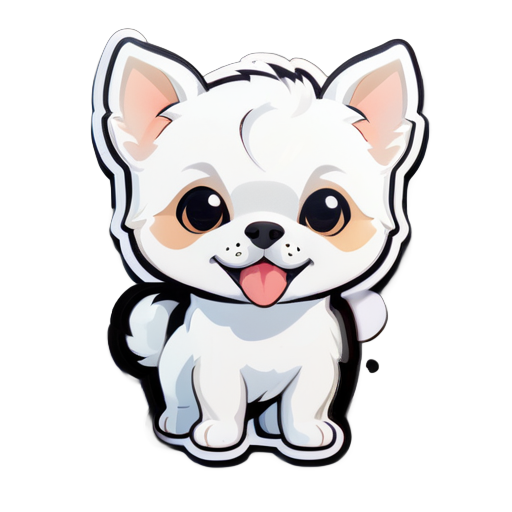 un perro pequeño, de color blanco, encantador sticker